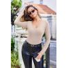 image:imageEKOUAER Deep V Neck Shirts for Women Long Sleeve Thermal Tops Slim Fit Lightweight Undershirts Soft Low Cut Tees XSXXLBeige