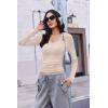 image:imageEKOUAER Deep V Neck Shirts for Women Long Sleeve Thermal Tops Slim Fit Lightweight Undershirts Soft Low Cut Tees XSXXLBeige