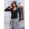 image:imageEKOUAER Deep V Neck Shirts for Women Long Sleeve Thermal Tops Slim Fit Lightweight Undershirts Soft Low Cut Tees XSXXLBlack