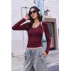 image:imageEKOUAER Deep V Neck Shirts for Women Long Sleeve Thermal Tops Slim Fit Lightweight Undershirts Soft Low Cut Tees XSXXLDark Red