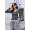 image:imageEKOUAER Deep V Neck Shirts for Women Long Sleeve Thermal Tops Slim Fit Lightweight Undershirts Soft Low Cut Tees XSXXLLight Grey
