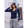 image:imageEKOUAER Deep V Neck Shirts for Women Long Sleeve Thermal Tops Slim Fit Lightweight Undershirts Soft Low Cut Tees XSXXLNavy Blue