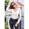 image:imageEKOUAER Deep V Neck Shirts for Women Long Sleeve Thermal Tops Slim Fit Lightweight Undershirts Soft Low Cut Tees XSXXLWhtie
