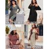 image:imageEKOUAER Womens Knit Robe Set 2 Piece Nightgown with Robes Long Sleeves Lounge Sets with Pockets S 3XLCamel