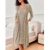 image:imageEKOUAER Womens Knit Robe Set 2 Piece Nightgown with Robes Long Sleeves Lounge Sets with Pockets S 3XLCamel