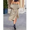image:imageEKOUAER Womens Knit Robe Set 2 Piece Nightgown with Robes Long Sleeves Lounge Sets with Pockets S 3XLCamel