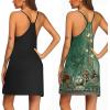 image:imageEkouaer 2 Pack Nightgown for Womens Nightshirt Sleepwear Sleep Tank Chemise Racerback Sleeveless Dress2 Pack Black  Green Floral