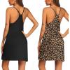 image:imageEkouaer 2 Pack Nightgown for Womens Nightshirt Sleepwear Sleep Tank Chemise Racerback Sleeveless Dress2 Pack Black  Leaopard