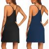 image:imageEkouaer 2 Pack Nightgown for Womens Nightshirt Sleepwear Sleep Tank Chemise Racerback Sleeveless Dress2 Pack Black  Navy Blue