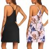 image:imageEkouaer 2 Pack Nightgown for Womens Nightshirt Sleepwear Sleep Tank Chemise Racerback Sleeveless Dress2 Packblack  Pink Floral Print