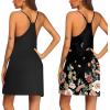 image:imageEkouaer 2 Pack Nightgown for Womens Nightshirt Sleepwear Sleep Tank Chemise Racerback Sleeveless Dress2 Packblackblack Floral