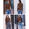 image:imageEkouaer 3 Pack Mock Turtlenecks Tops for Women Long Sleeve Ribbed Shirts Thermal Slim Fit Lightweight Undershirts SXXLBlackBrownDark Beige