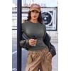 image:imageEkouaer 3 Pack Women Long Sleeve Crew Neck Shirts Basic Thermal Tops Slim Fit Ruch Side Tees Going Out Layering Thirts XSXXLBlackBeigeDark Grey