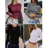 image:imageEkouaer 3 Pack Women Long Sleeve Crew Neck Shirts Basic Thermal Tops Slim Fit Ruch Side Tees Going Out Layering Thirts XSXXLBlackBrownBeige