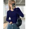 image:imageEkouaer 3 Pack Women Long Sleeve Crew Neck Shirts Basic Thermal Tops Slim Fit Ruch Side Tees Going Out Layering Thirts XSXXLBlackDark RedNavy Blue