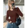 image:imageEkouaer 3 Pack Women Long Sleeve Crew Neck Shirts Basic Thermal Tops Slim Fit Ruch Side Tees Going Out Layering Thirts XSXXLBlackWhiteBrown