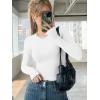 image:imageEkouaer 3 Pack Women Long Sleeve Crew Neck Shirts Basic Thermal Tops Slim Fit Ruch Side Tees Going Out Layering Thirts XSXXLBlackWhiteLight Grey