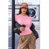 image:imageEkouaer 3 Pack Women Long Sleeve Crew Neck Shirts Basic Thermal Tops Slim Fit Ruch Side Tees Going Out Layering Thirts XSXXLBlackWhitePink