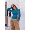 image:imageEkouaer 3 Pack Women Long Sleeve Crew Neck Shirts Basic Thermal Tops Slim Fit Ruch Side Tees Going Out Layering Thirts XSXXLDirty PinkIce GreenDeep Blue