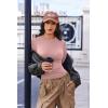 image:imageEkouaer 3 Pack Women Long Sleeve Crew Neck Shirts Basic Thermal Tops Slim Fit Ruch Side Tees Going Out Layering Thirts XSXXLDirty PinkIce GreenDeep Blue