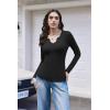 image:imageEkouaer Long Sleeve Shirts for Women V Neck Basic Ribbed T Shirt Thermal Undershirts Slim Fit Casual Tee TopsBlack