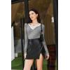 image:imageEkouaer Long Sleeve Shirts for Women V Neck Basic Ribbed T Shirt Thermal Undershirts Slim Fit Casual Tee TopsBlack White Stripe