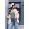 image:imageEkouaer Long Sleeve Shirts for Women V Neck Basic Ribbed T Shirt Thermal Undershirts Slim Fit Casual Tee TopsBlack White Stripe