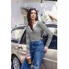 image:imageEkouaer Long Sleeve Shirts for Women V Neck Basic Ribbed T Shirt Thermal Undershirts Slim Fit Casual Tee TopsBlack White Stripe