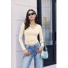 image:imageEkouaer Long Sleeve Shirts for Women V Neck Basic Ribbed T Shirt Thermal Undershirts Slim Fit Casual Tee TopsBrick Red