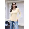 image:imageEkouaer Long Sleeve Shirts for Women V Neck Basic Ribbed T Shirt Thermal Undershirts Slim Fit Casual Tee TopsBrick Red