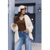 image:imageEkouaer Long Sleeve Shirts for Women V Neck Basic Ribbed T Shirt Thermal Undershirts Slim Fit Casual Tee TopsBrown