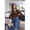 image:imageEkouaer Long Sleeve Shirts for Women V Neck Basic Ribbed T Shirt Thermal Undershirts Slim Fit Casual Tee TopsBrown
