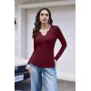 image:imageEkouaer Long Sleeve Shirts for Women V Neck Basic Ribbed T Shirt Thermal Undershirts Slim Fit Casual Tee TopsBurgundy