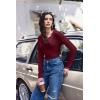 image:imageEkouaer Long Sleeve Shirts for Women V Neck Basic Ribbed T Shirt Thermal Undershirts Slim Fit Casual Tee TopsBurgundy