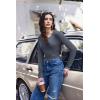 image:imageEkouaer Long Sleeve Shirts for Women V Neck Basic Ribbed T Shirt Thermal Undershirts Slim Fit Casual Tee TopsDark Grey