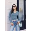 image:imageEkouaer Long Sleeve Shirts for Women V Neck Basic Ribbed T Shirt Thermal Undershirts Slim Fit Casual Tee TopsHaze Blue