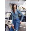 image:imageEkouaer Long Sleeve Shirts for Women V Neck Basic Ribbed T Shirt Thermal Undershirts Slim Fit Casual Tee TopsHaze Blue