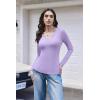 image:imageEkouaer Long Sleeve Shirts for Women V Neck Basic Ribbed T Shirt Thermal Undershirts Slim Fit Casual Tee TopsLight Purple