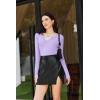 image:imageEkouaer Long Sleeve Shirts for Women V Neck Basic Ribbed T Shirt Thermal Undershirts Slim Fit Casual Tee TopsLight Purple