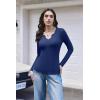 image:imageEkouaer Long Sleeve Shirts for Women V Neck Basic Ribbed T Shirt Thermal Undershirts Slim Fit Casual Tee TopsNavy