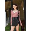 image:imageEkouaer Long Sleeve Shirts for Women V Neck Basic Ribbed T Shirt Thermal Undershirts Slim Fit Casual Tee TopsRed White Stripe