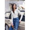 image:imageEkouaer Long Sleeve Shirts for Women V Neck Basic Ribbed T Shirt Thermal Undershirts Slim Fit Casual Tee TopsWhite