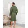 image:imageEkouaer Mens Robes Lightweight Knit Bathrobe Long Sleeve Kimono Robe V Neck Spa Knee Length Sleepwear with Pockets SXXLArmy Green
