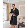 image:imageEkouaer Mens Robes Lightweight Knit Bathrobe Long Sleeve Kimono Robe V Neck Spa Knee Length Sleepwear with Pockets SXXLBlack