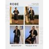 image:imageEkouaer Mens Robes Lightweight Knit Bathrobe Long Sleeve Kimono Robe V Neck Spa Knee Length Sleepwear with Pockets SXXLBlack