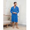 image:imageEkouaer Mens Robes Lightweight Knit Bathrobe Long Sleeve Kimono Robe V Neck Spa Knee Length Sleepwear with Pockets SXXLBlue