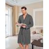 image:imageEkouaer Mens Robes Lightweight Knit Bathrobe Long Sleeve Kimono Robe V Neck Spa Knee Length Sleepwear with Pockets SXXLDark Gray