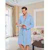 image:imageEkouaer Mens Robes Lightweight Knit Bathrobe Long Sleeve Kimono Robe V Neck Spa Knee Length Sleepwear with Pockets SXXLLight Blue