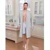 image:imageEkouaer Mens Robes Lightweight Knit Bathrobe Long Sleeve Kimono Robe V Neck Spa Knee Length Sleepwear with Pockets SXXLLight Gray
