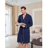 image:imageEkouaer Mens Robes Lightweight Knit Bathrobe Long Sleeve Kimono Robe V Neck Spa Knee Length Sleepwear with Pockets SXXLNavy Blue